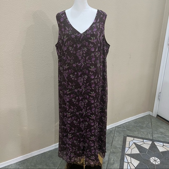 Charter Club 100% Silk Maxi Dress Fairy Purple Floral Womens Sz 18W Boho Cottage - Picture 1 of 8